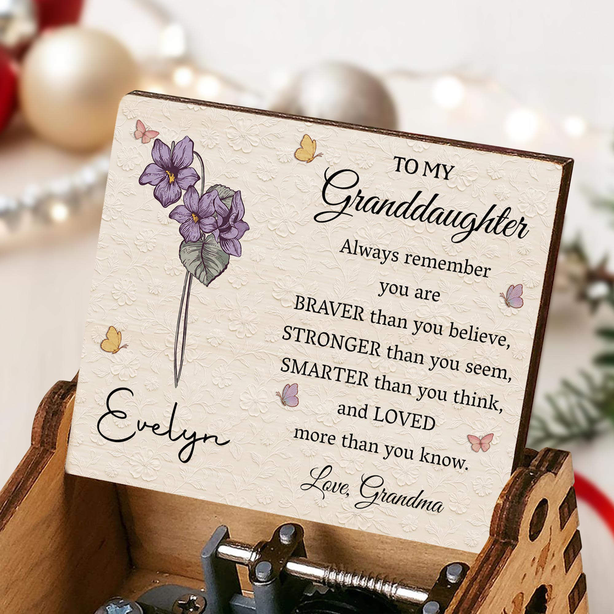 Personalized Wooden Music Box Custom Message for Granddaughter Music Box GradoCreations
