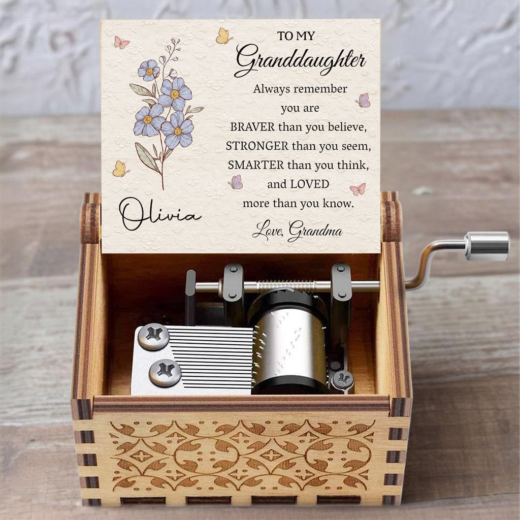 Personalized Wooden Music Box Custom Message for Granddaughter Music Box GradoCreations