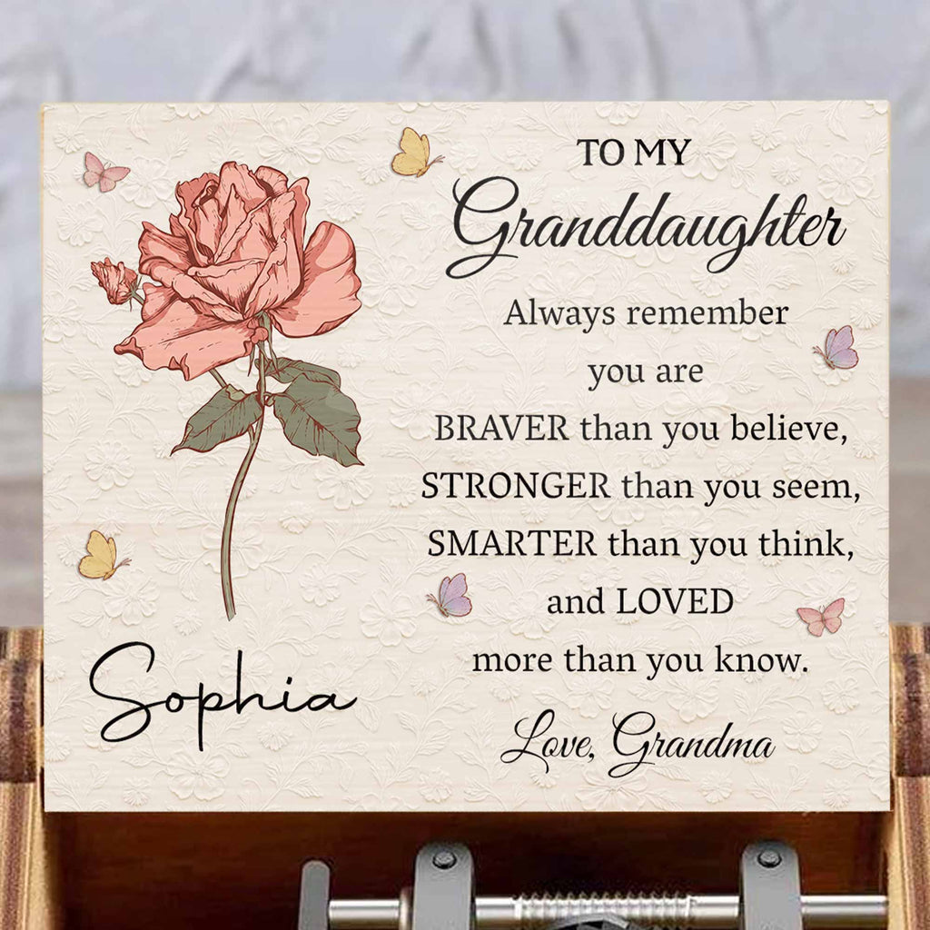 Personalized Wooden Music Box Custom Message for Granddaughter Music Box GradoCreations