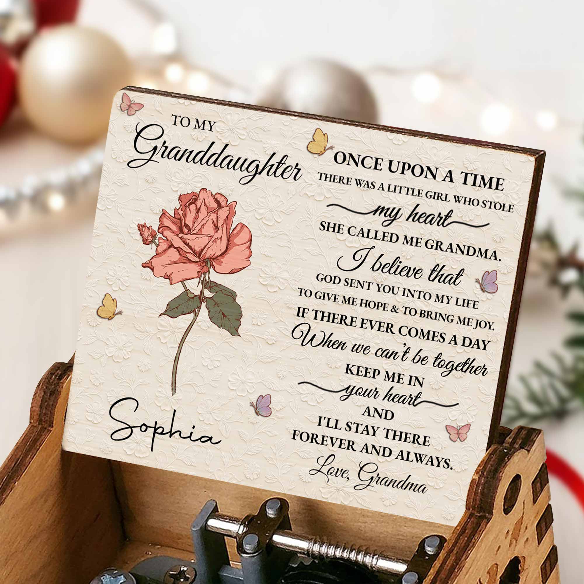 Personalized Wooden Music Box for Granddaughter with Tune Music Box GradoCreations