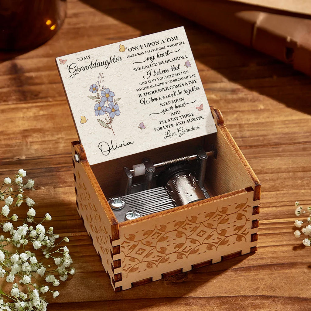 Personalized Wooden Music Box for Granddaughter with Tune Music Box GradoCreations