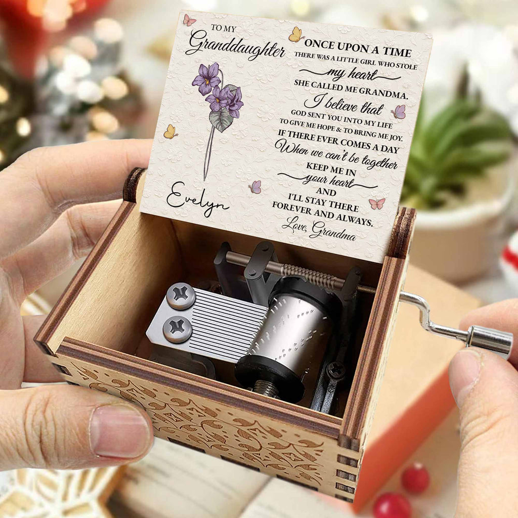 Personalized Wooden Music Box for Granddaughter with Tune Music Box GradoCreations