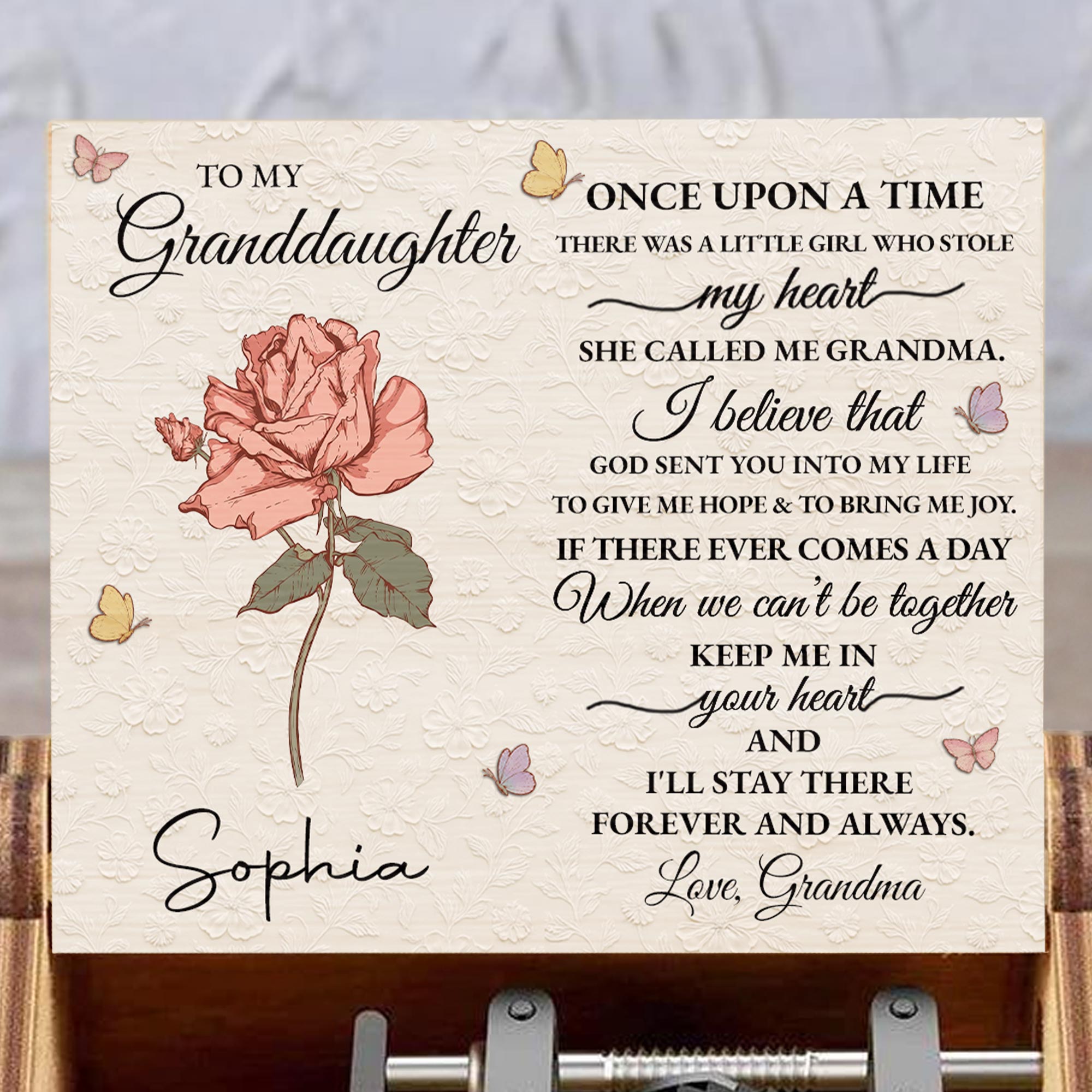 Personalized Wooden Music Box for Granddaughter with Tune Music Box GradoCreations