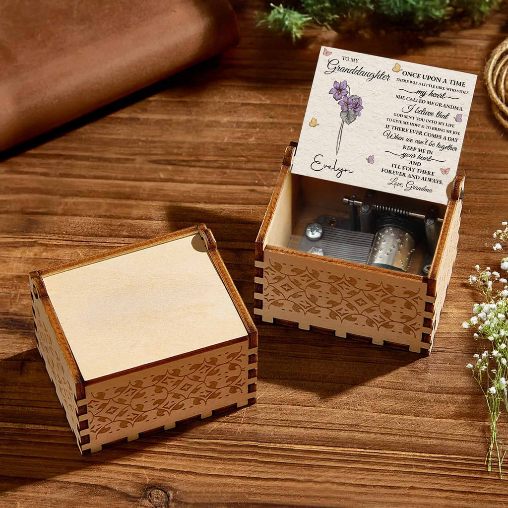 Personalized Wooden Music Box for Granddaughter with Tune Music Box GradoCreations
