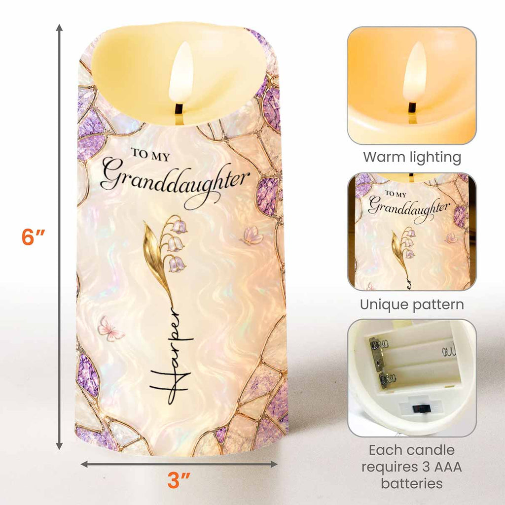Personalized LED Candle with Flowers for Granddaughter Gift LED Candle GradoCreations