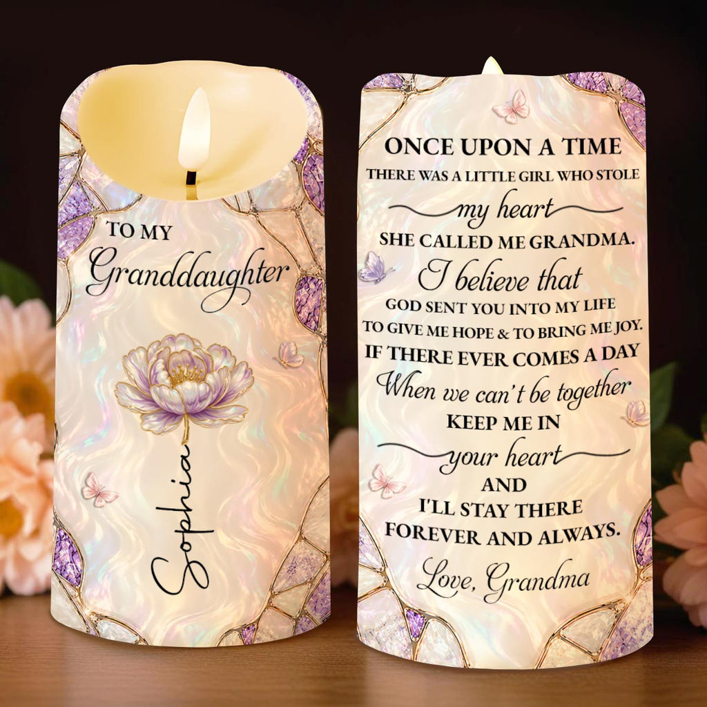 Personalized LED Candle Custom Flower Butterflies Gift for Granddaughter LED Candle GradoCreations