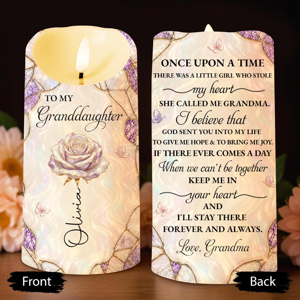 Personalized LED Candle Custom Flower Butterflies Gift for Granddaughter LED Candle GradoCreations