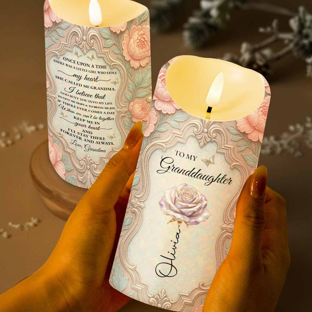 Personalized LED Candle Custom Name Birth Month Flower Gift for Granddaughter LED Candle GradoCreations