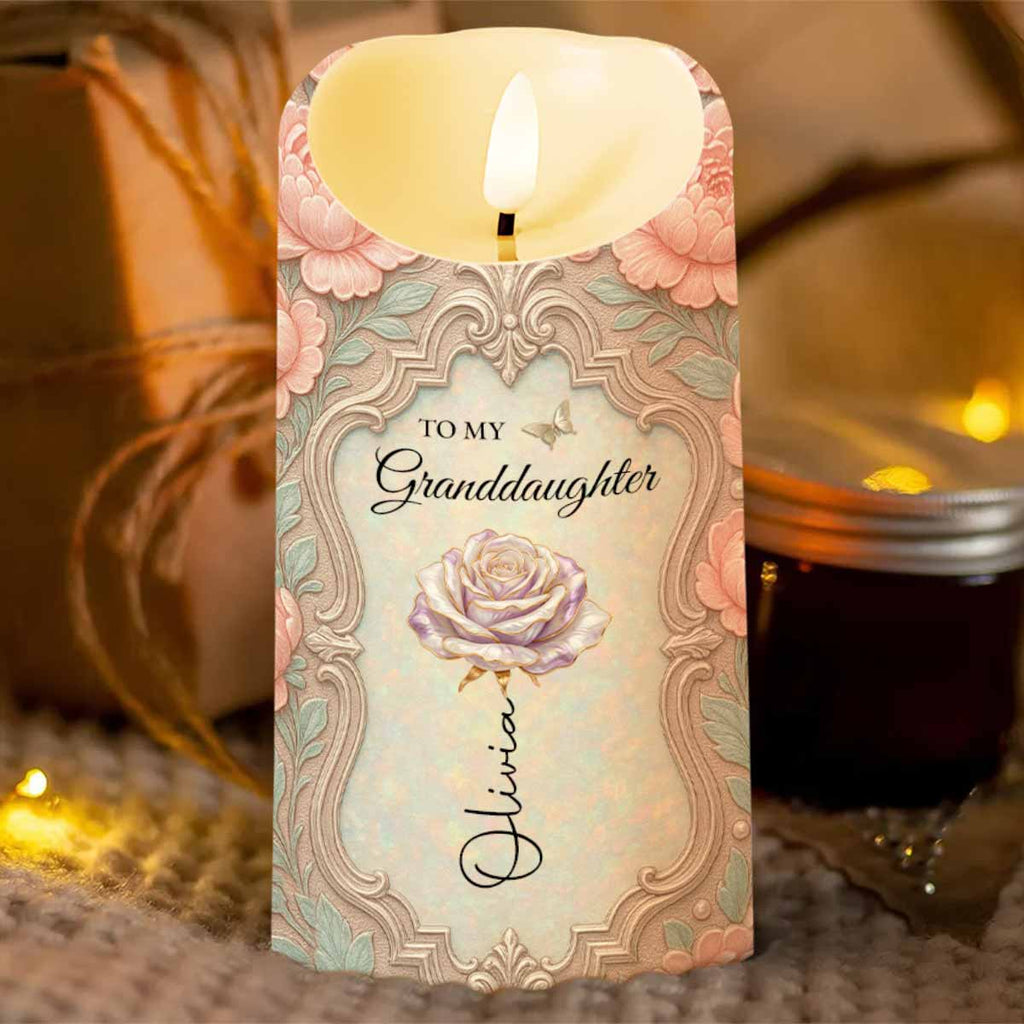 Personalized LED Candle Custom Name Birth Month Flower Gift for Granddaughter LED Candle GradoCreations