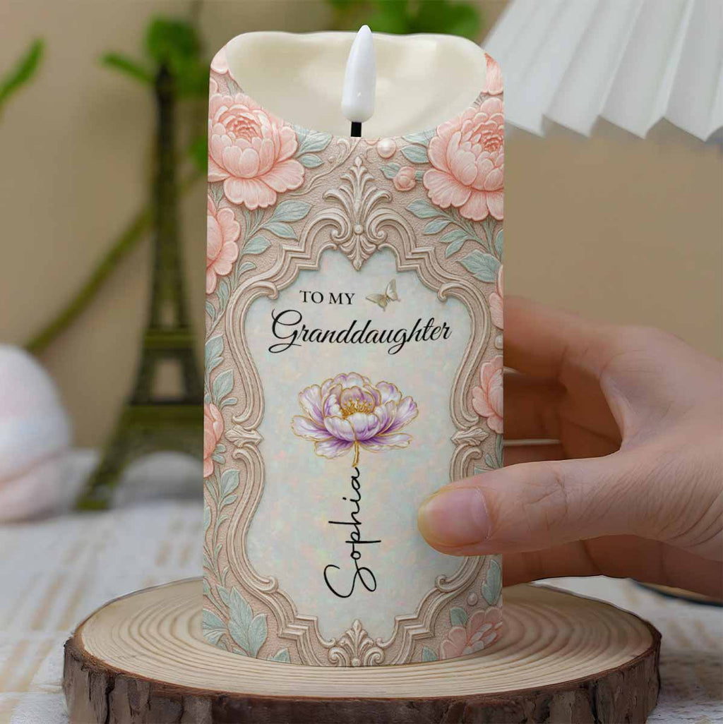 Personalized LED Candle Custom Name Birth Month Flower Gift for Granddaughter LED Candle GradoCreations