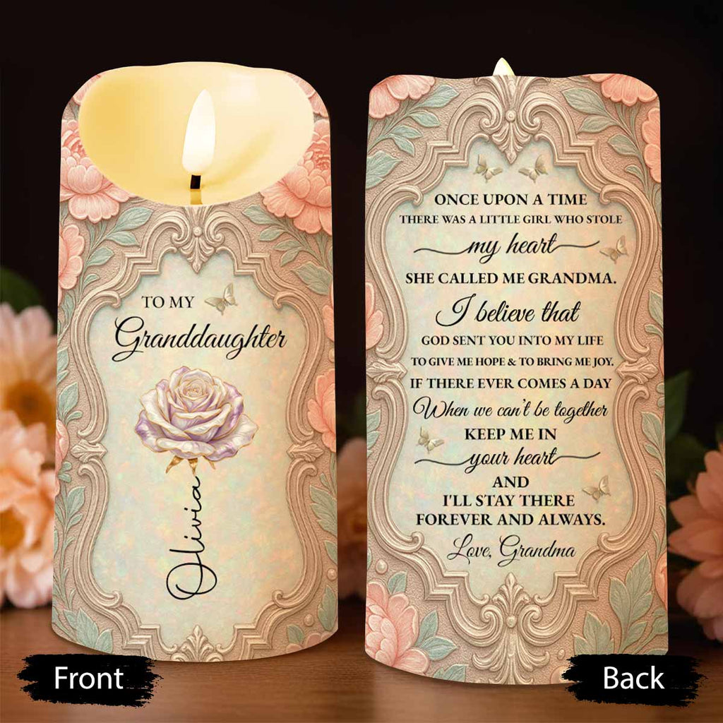 Personalized LED Candle Custom Name Birth Month Flower Gift for Granddaughter LED Candle GradoCreations