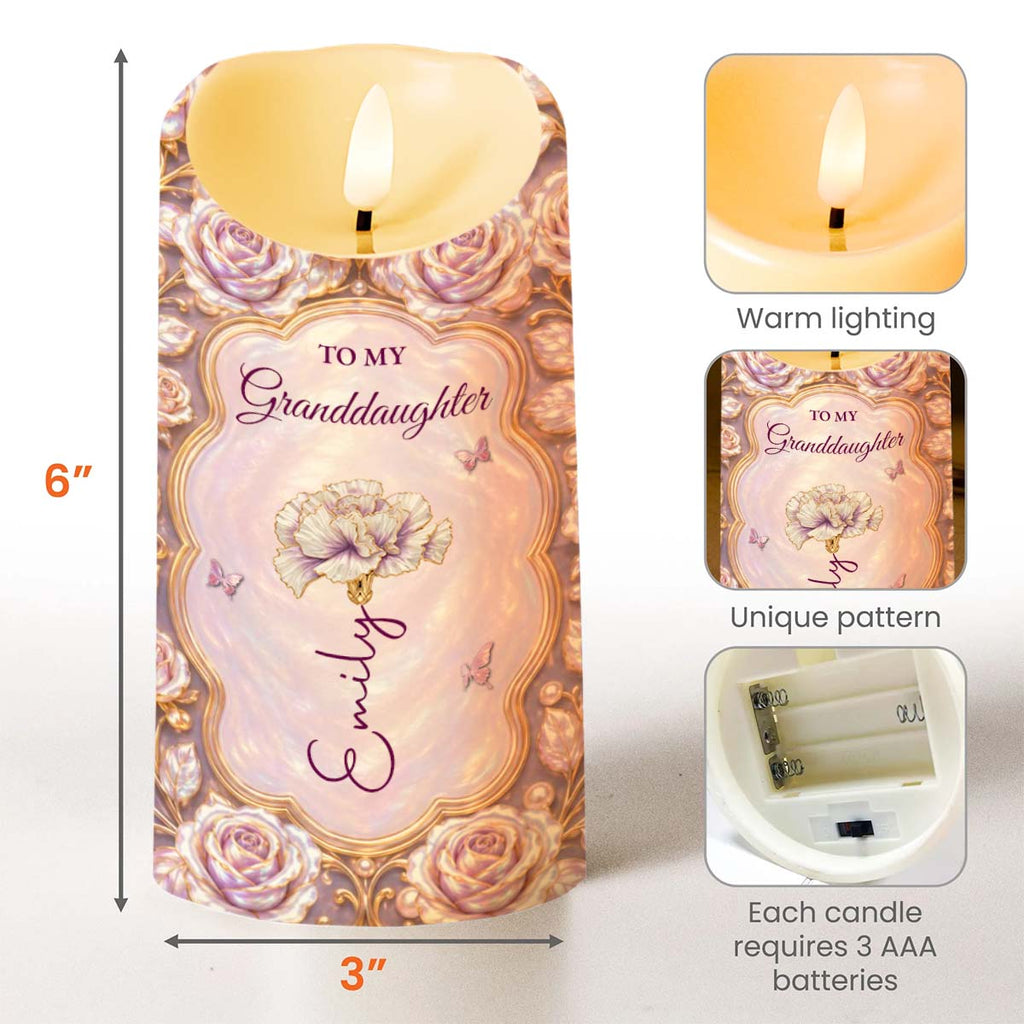 Personalized LED Candle for Granddaughter with Butterflies LED Candle GradoCreations