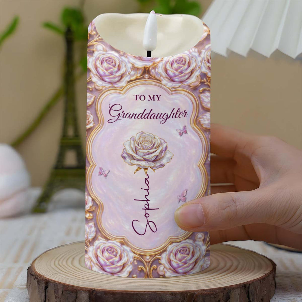 Personalized LED Candle for Granddaughter with Butterflies LED Candle GradoCreations