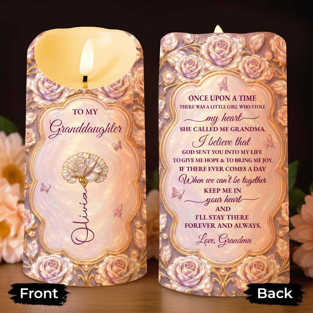 Personalized LED Candle for Granddaughter with Butterflies LED Candle GradoCreations