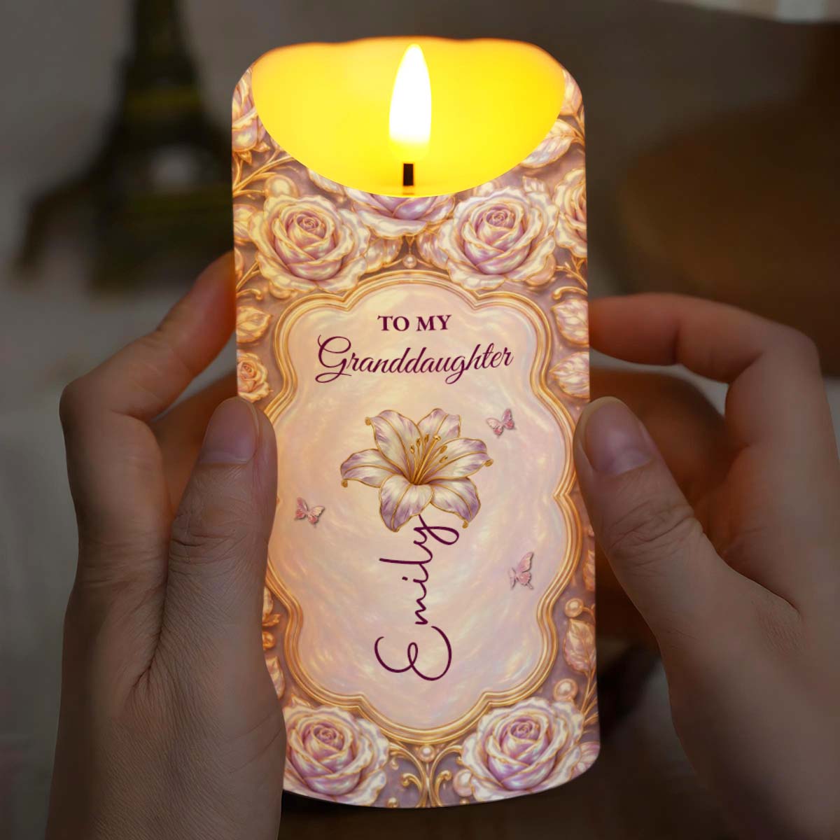 Personalized LED Candle Custom Name Gift for Granddaughter LED Candle GradoCreations