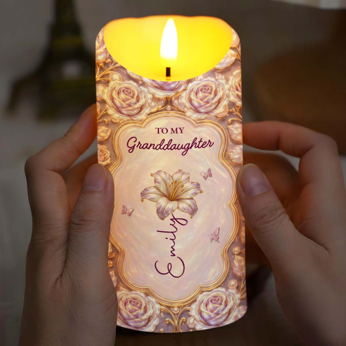 Personalized LED Candle Custom Name Gift for Granddaughter LED Candle GradoCreations