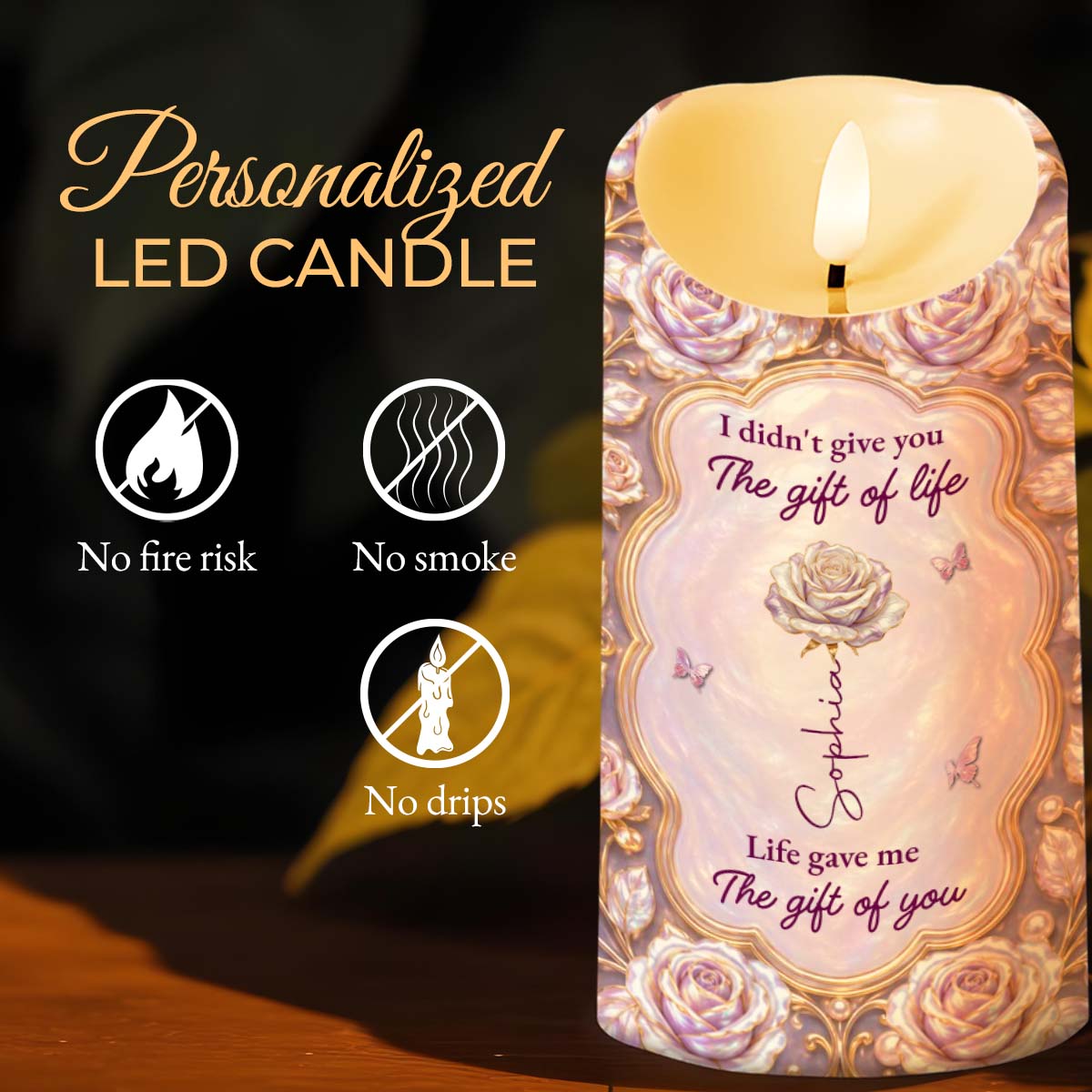Personalized LED Candle Custom Name Gift for Granddaughter LED Candle GradoCreations