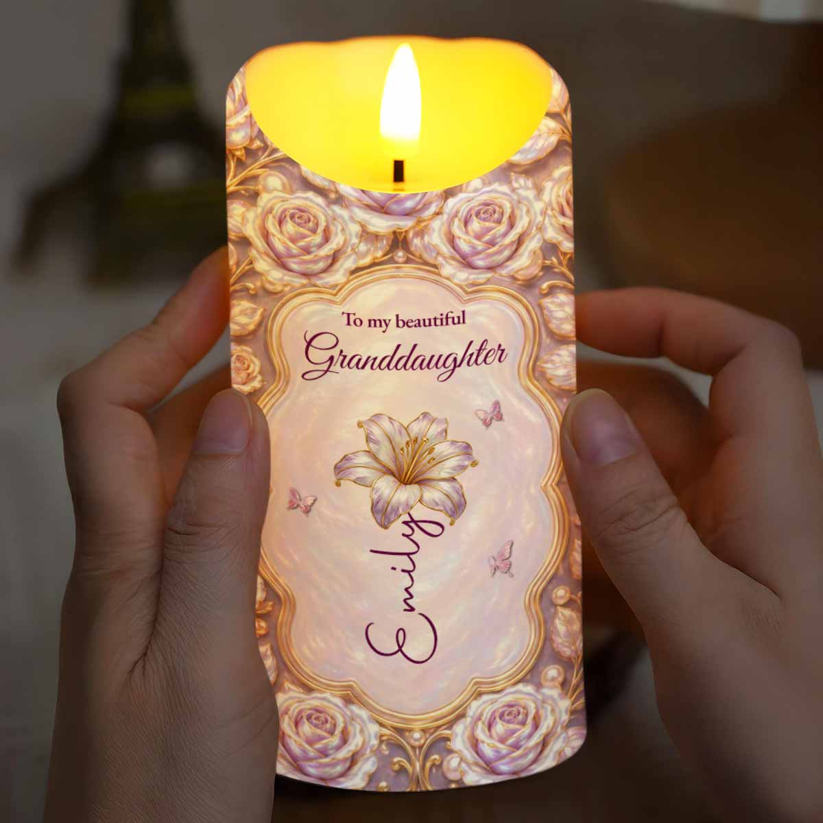 Personalized LED Candle Custom Name Gift for Granddaughter LED Candle GradoCreations