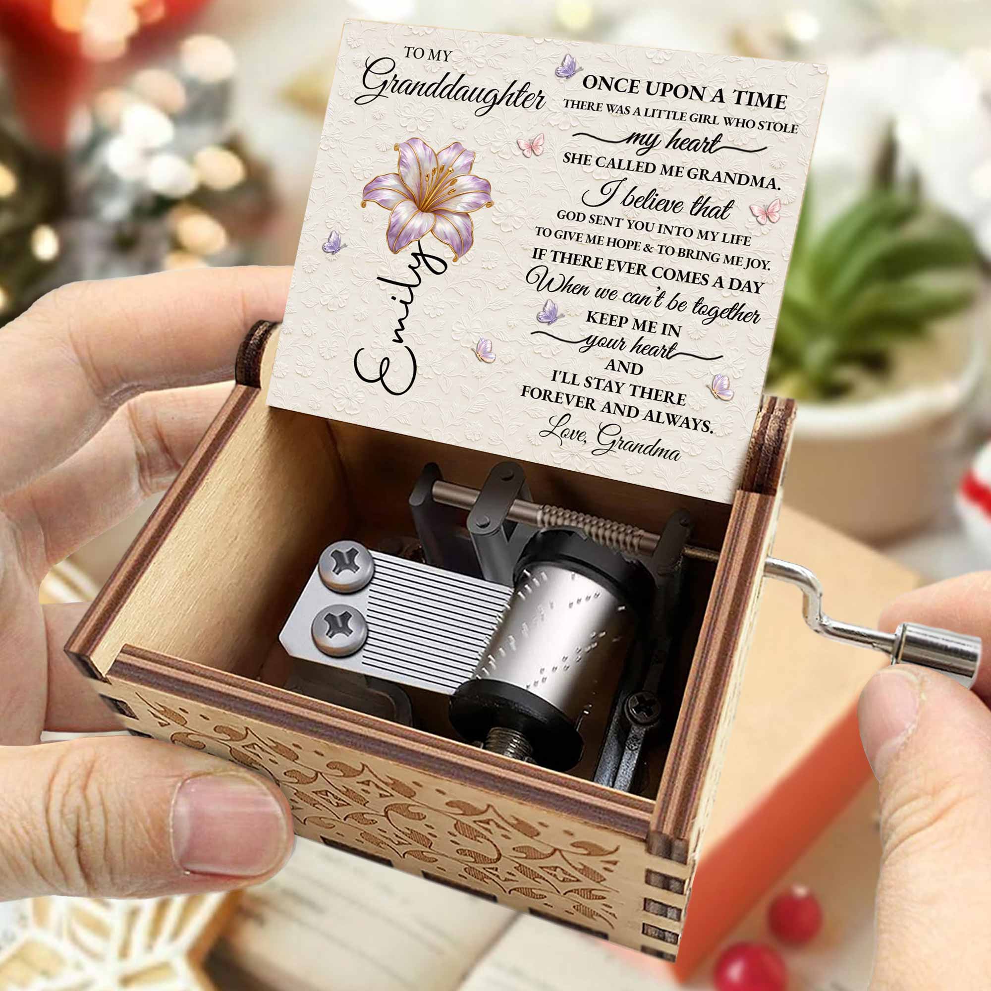Personalized Wooden Music Box Custom Design for Granddaughter Gift Music Box GradoCreations