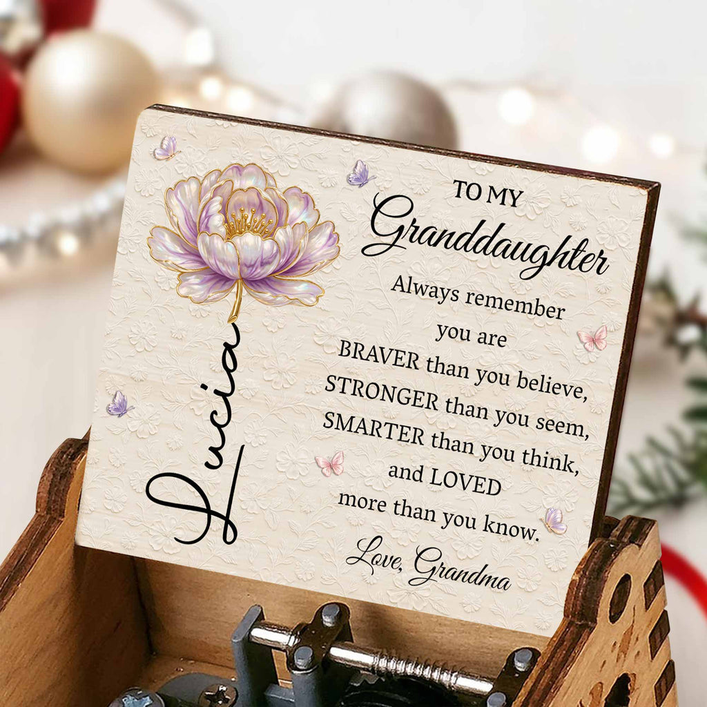 Personalized Wooden Music Box Custom Tune Gift for Granddaughter Music Box GradoCreations