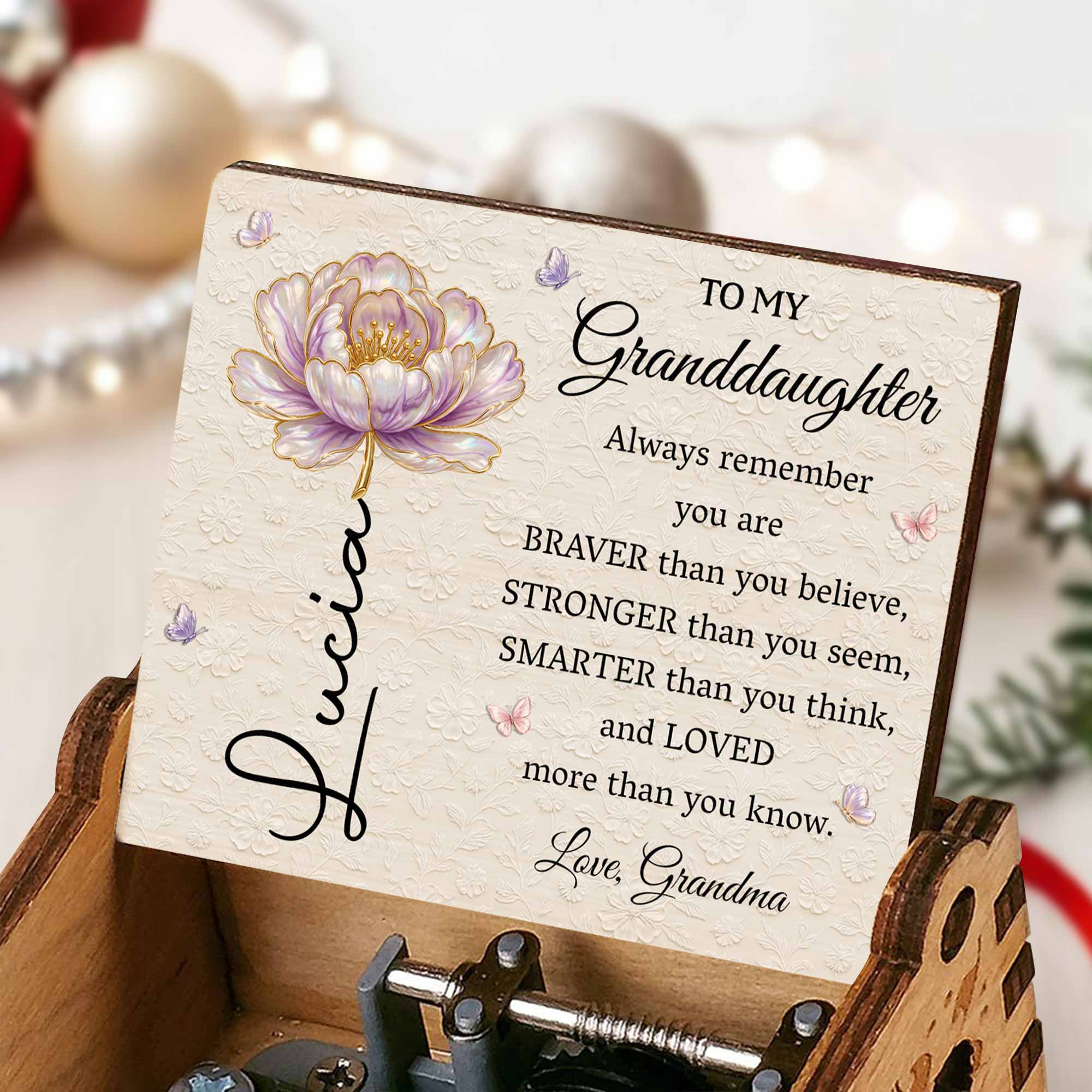 Personalized Wooden Music Box Custom Tune Gift for Granddaughter Music Box GradoCreations