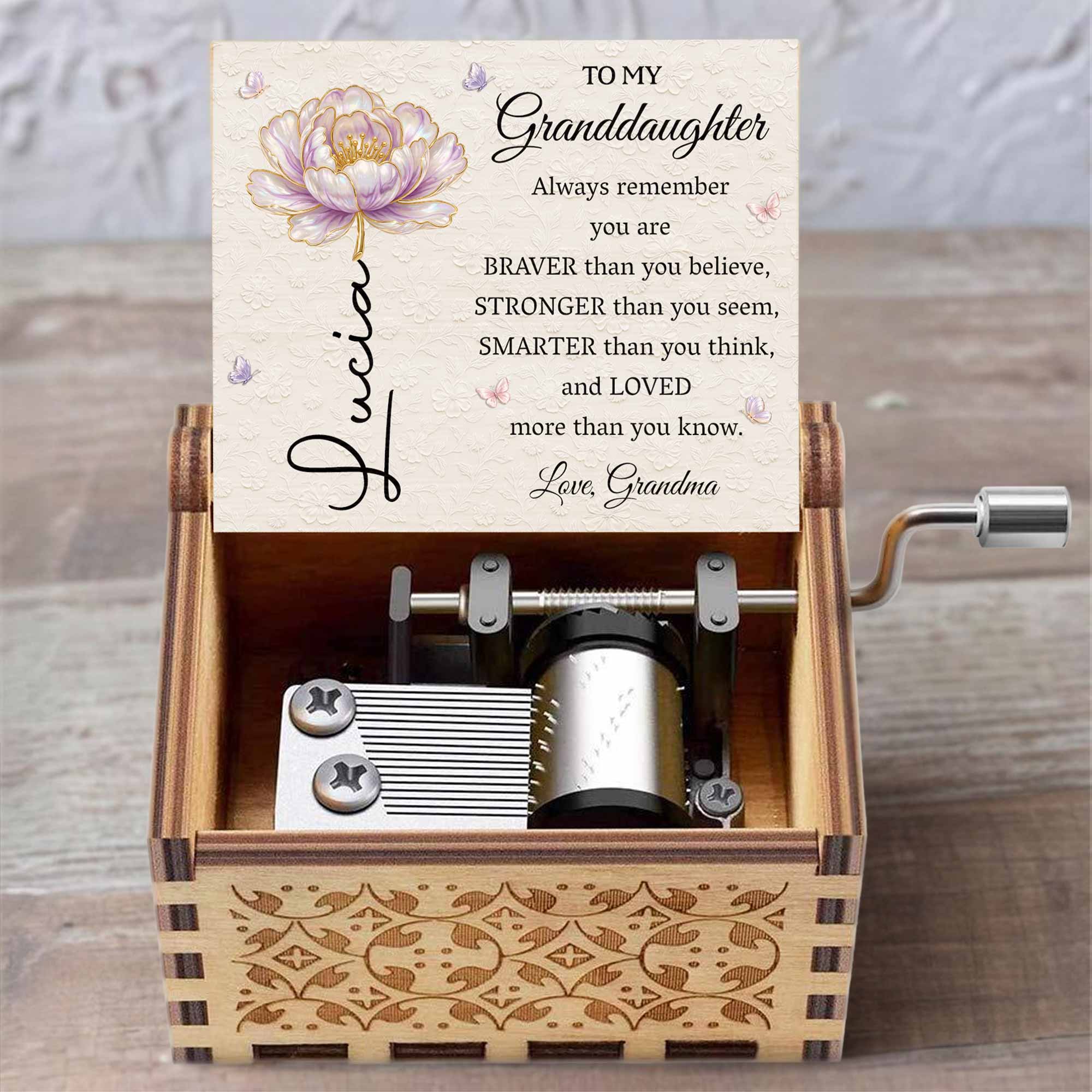 Personalized Wooden Music Box Custom Tune Gift for Granddaughter Music Box GradoCreations