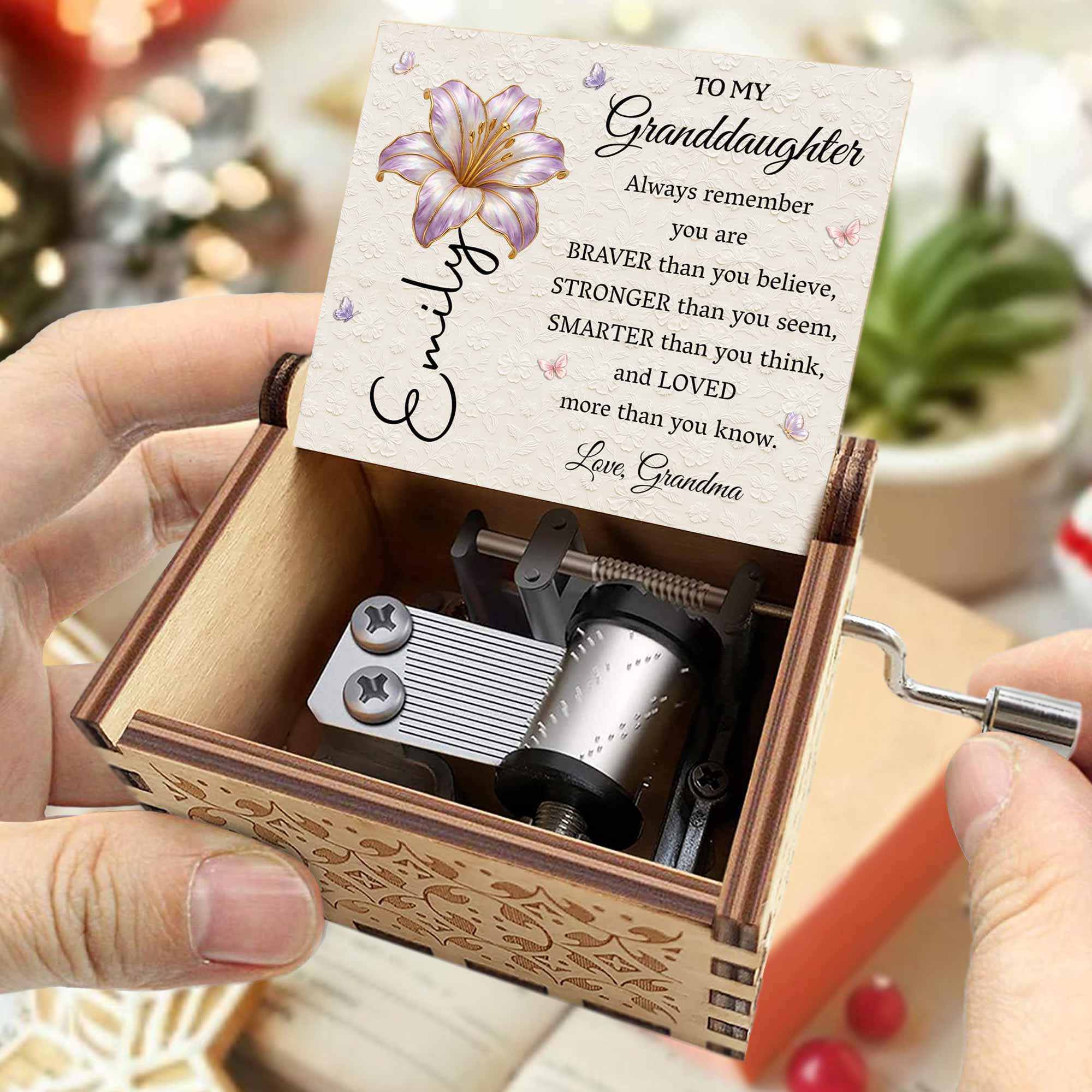 Personalized Wooden Music Box Custom Tune Gift for Granddaughter Music Box GradoCreations