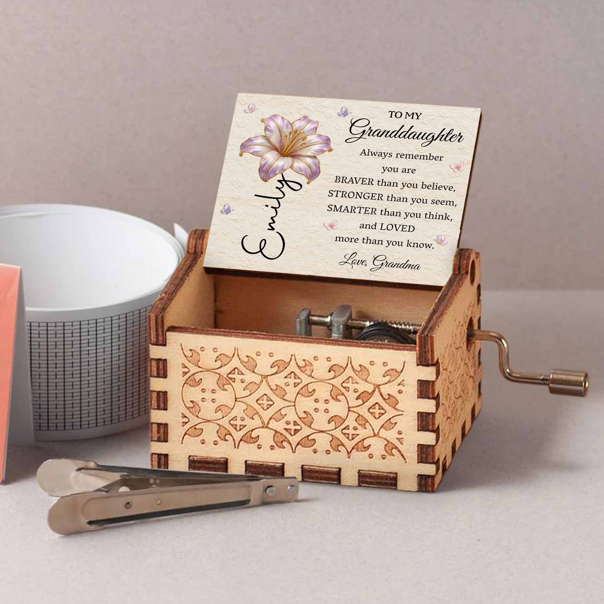Personalized Wooden Music Box Custom Tune Gift for Granddaughter Music Box GradoCreations