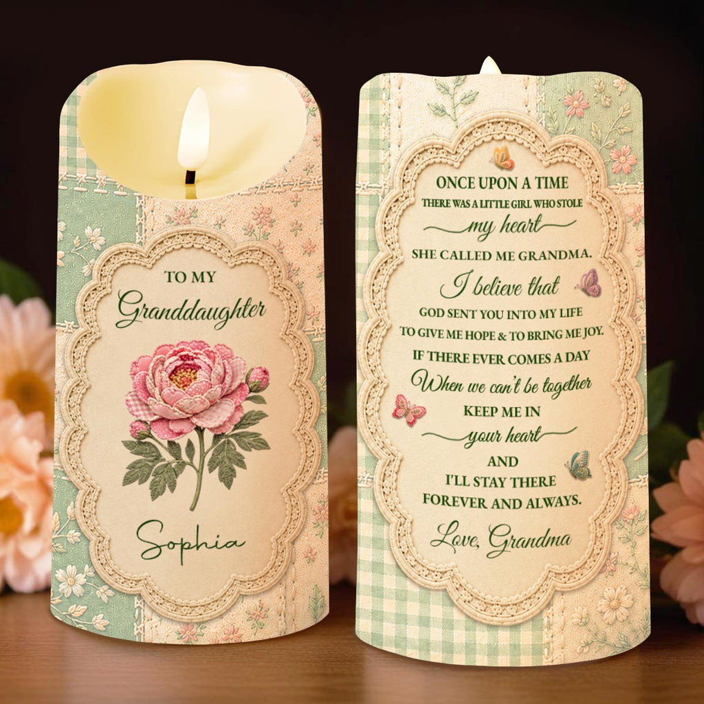 Personalized LED Candle Custom Name Birth Month Flower Gift for Granddaughter LED Candle GradoCreations