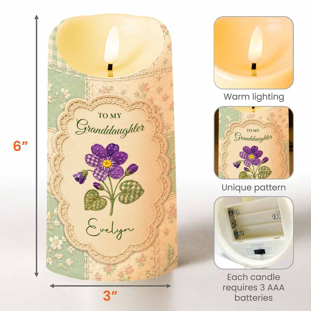 Personalized LED Candle Custom Name Birth Month Flower Gift for Granddaughter LED Candle GradoCreations
