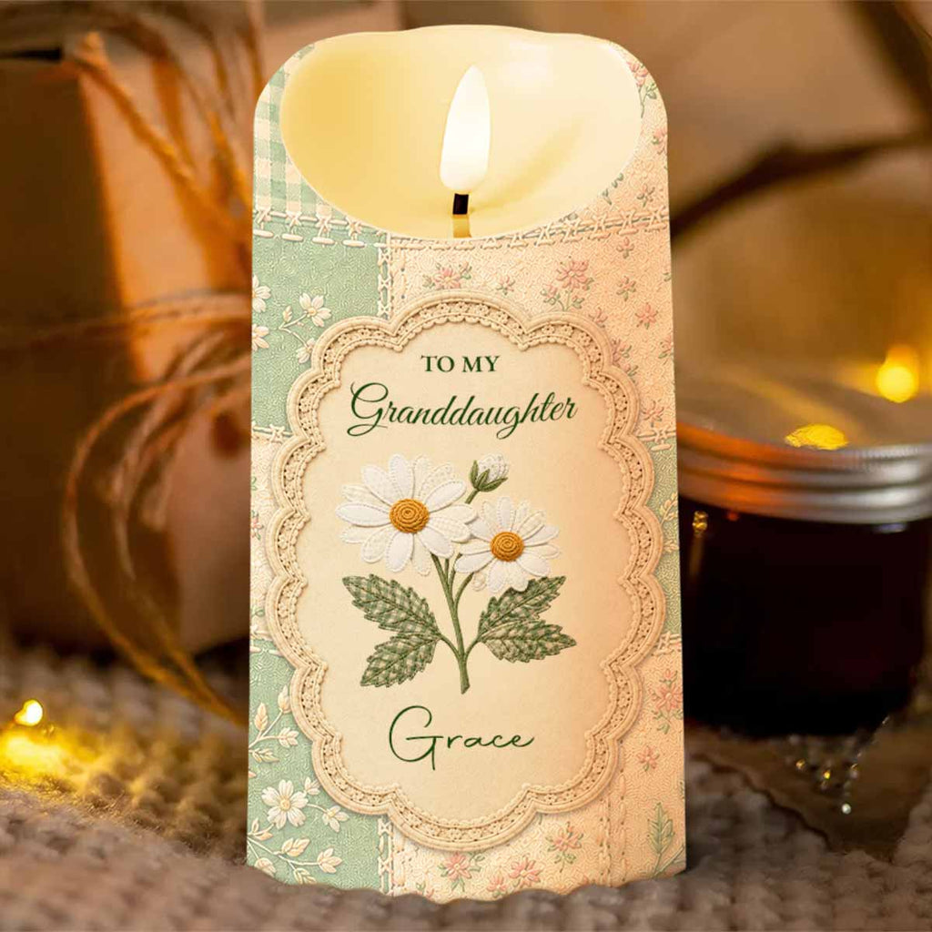 Personalized LED Candle Custom Name Birth Month Flower Gift for Granddaughter LED Candle GradoCreations