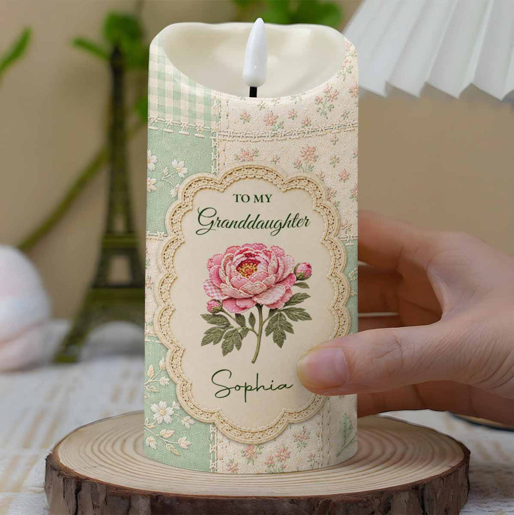 Personalized LED Candle Custom Name Birth Month Flower Gift for Granddaughter LED Candle GradoCreations