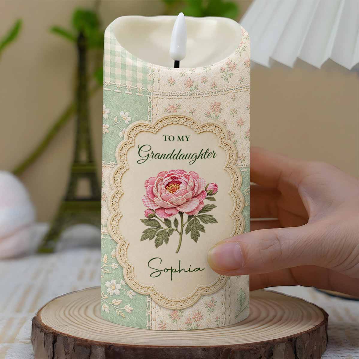 Personalized LED Candle Custom Name Birth Month Flower Gift for Granddaughter LED Candle GradoCreations