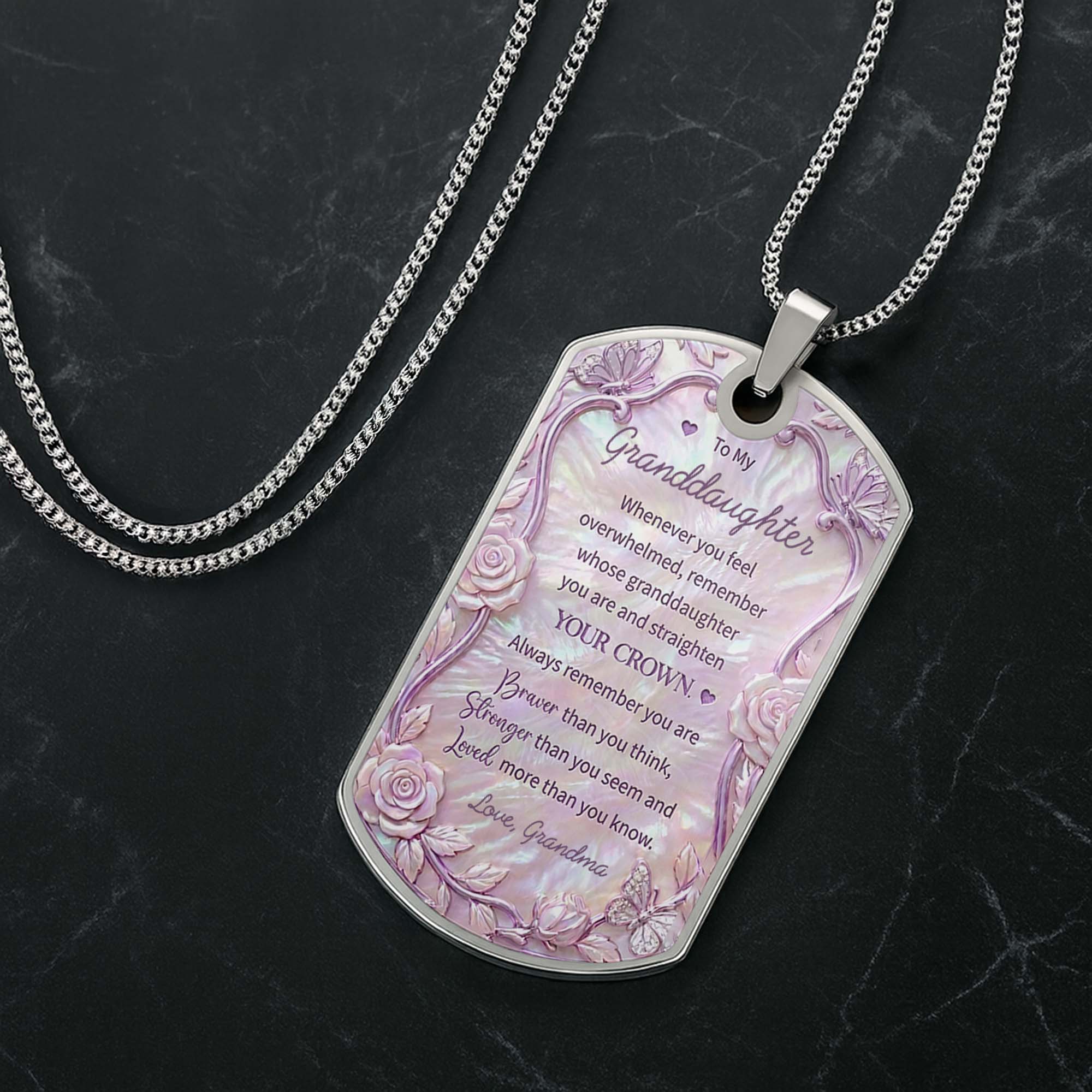 Personalized Birth Month Flower Dog Tag Necklace Custom Name for Daughter Dog Tag Necklace GradoCreations