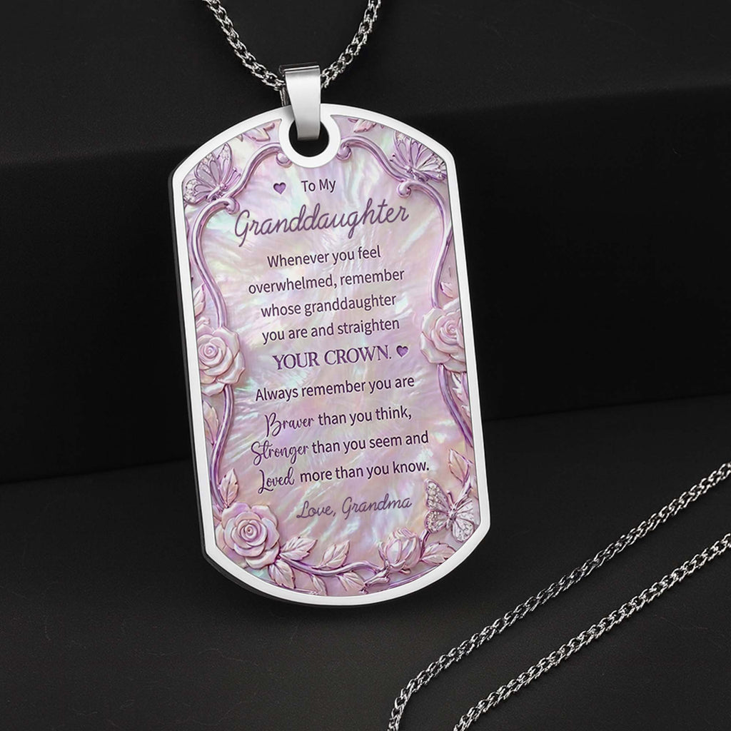 Personalized Birth Month Flower Dog Tag Necklace Custom Name for Daughter Dog Tag Necklace GradoCreations