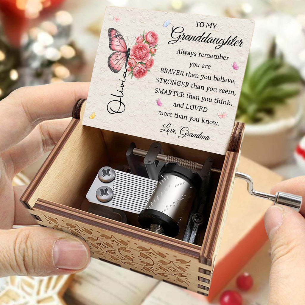 Personalized Music Box Gift for Granddaughter with Butterflies Music Box GradoCreations