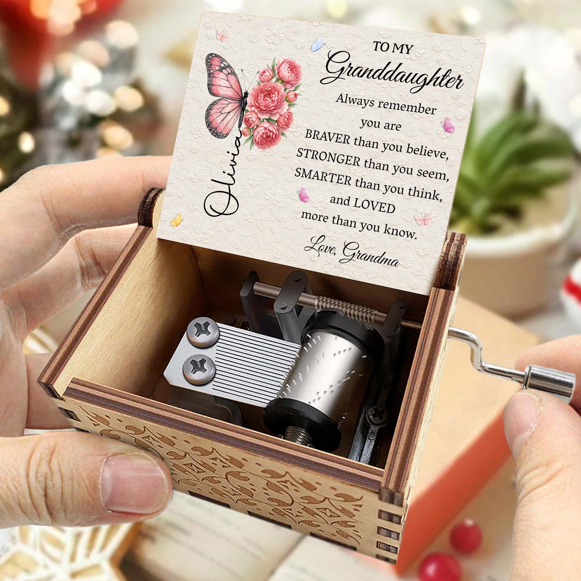 Personalized Music Box Gift for Granddaughter with Butterflies Music Box GradoCreations