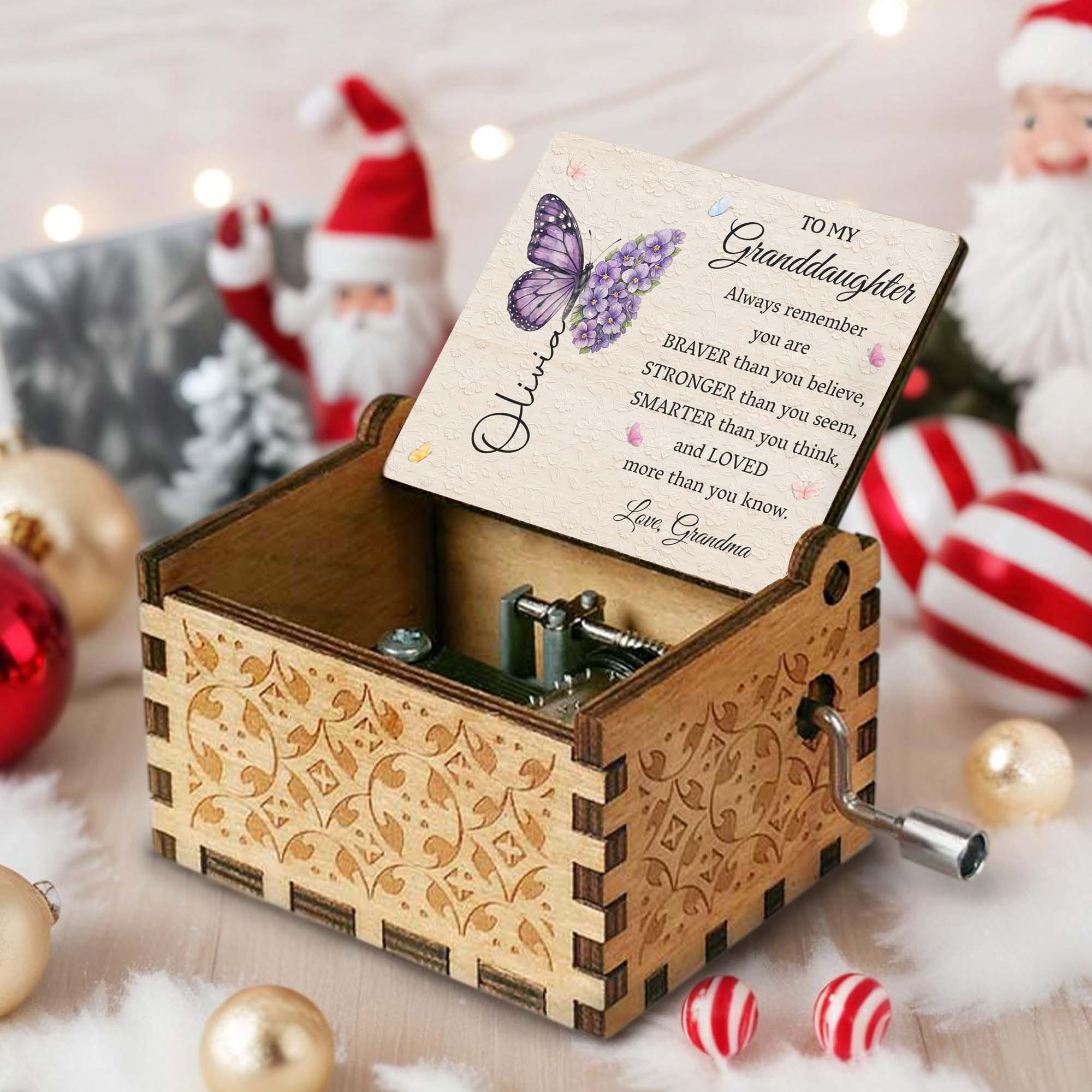 Personalized Music Box Gift for Granddaughter with Butterflies Music Box GradoCreations