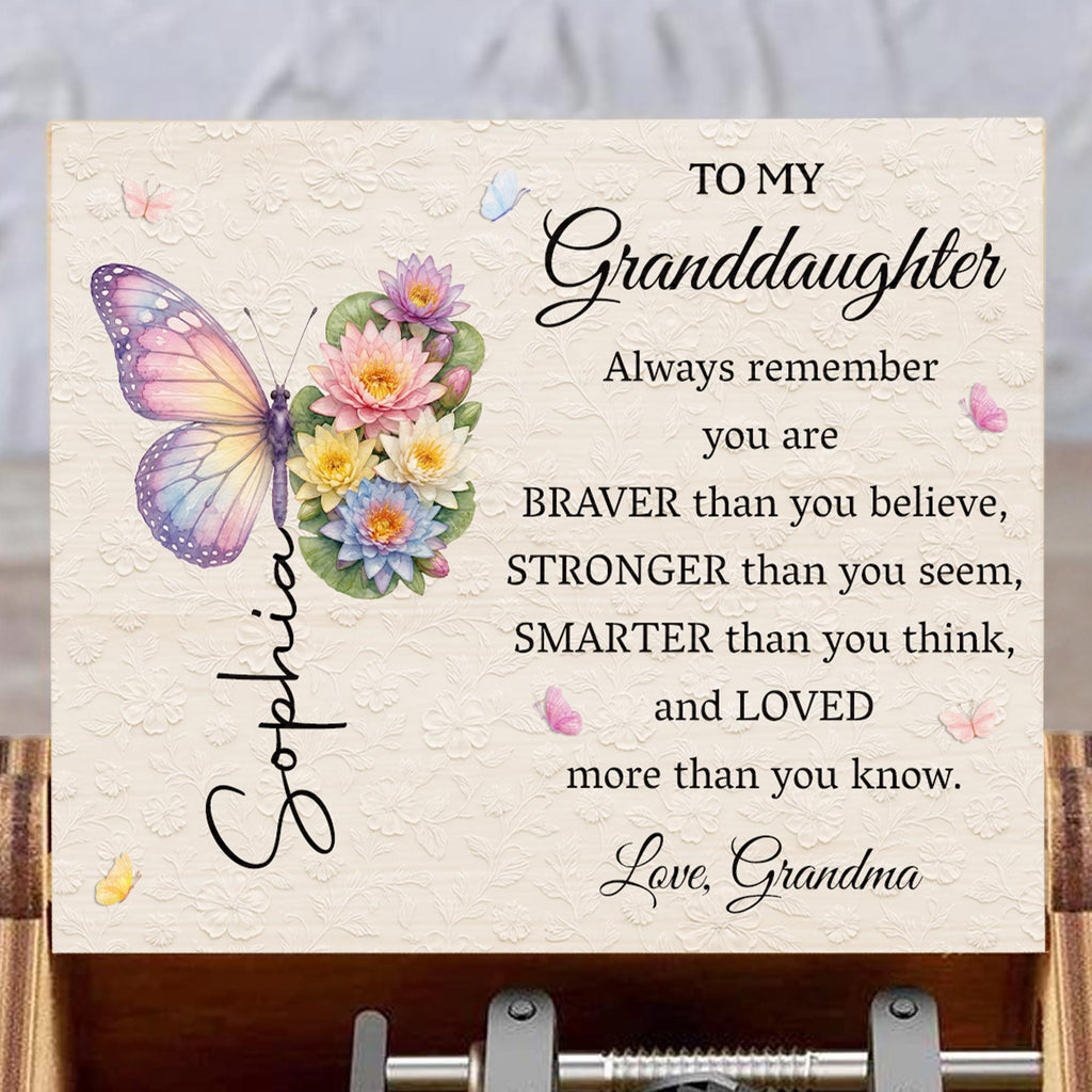 Personalized Music Box Gift for Granddaughter with Butterflies Music Box GradoCreations