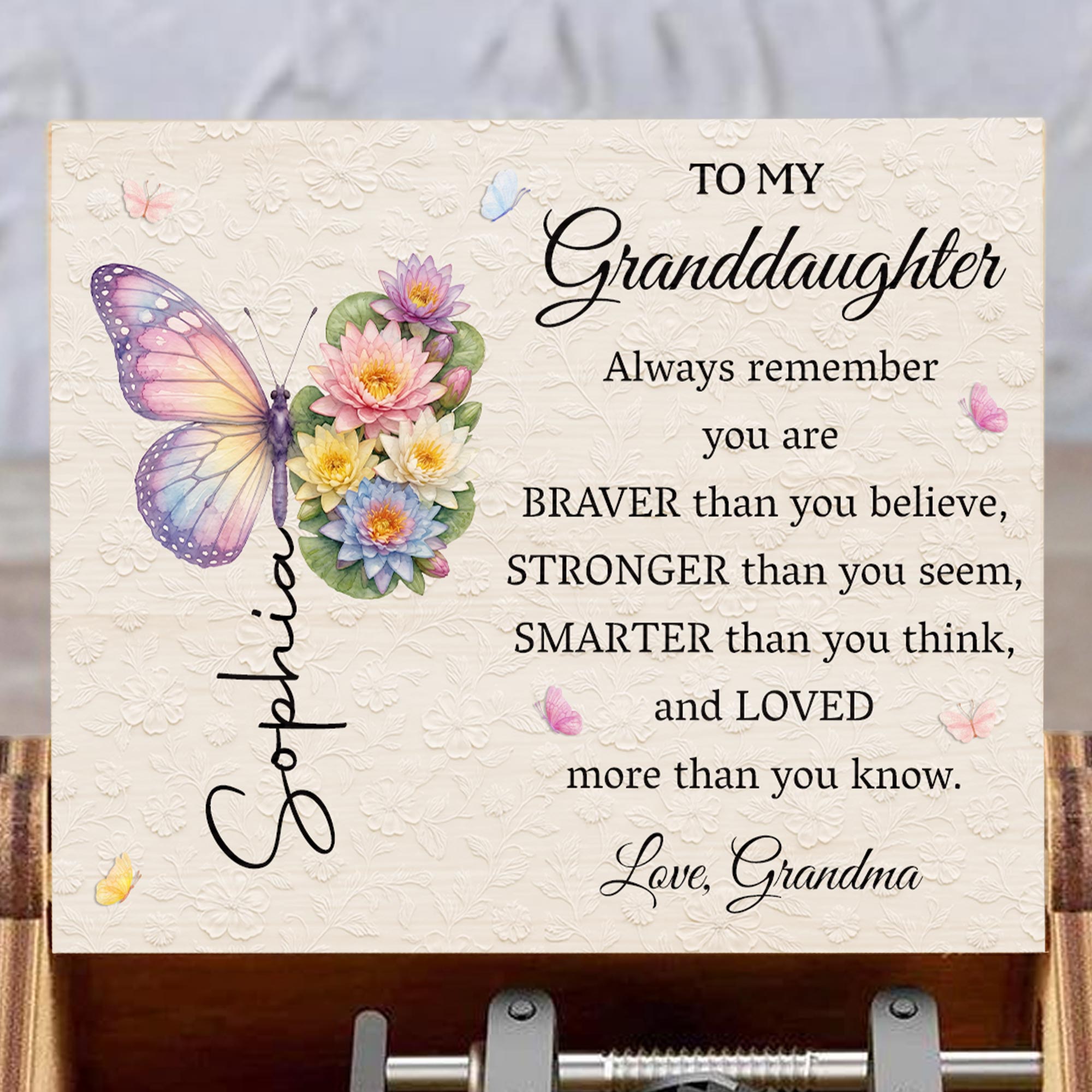 Personalized Music Box Gift for Granddaughter with Butterflies Music Box GradoCreations