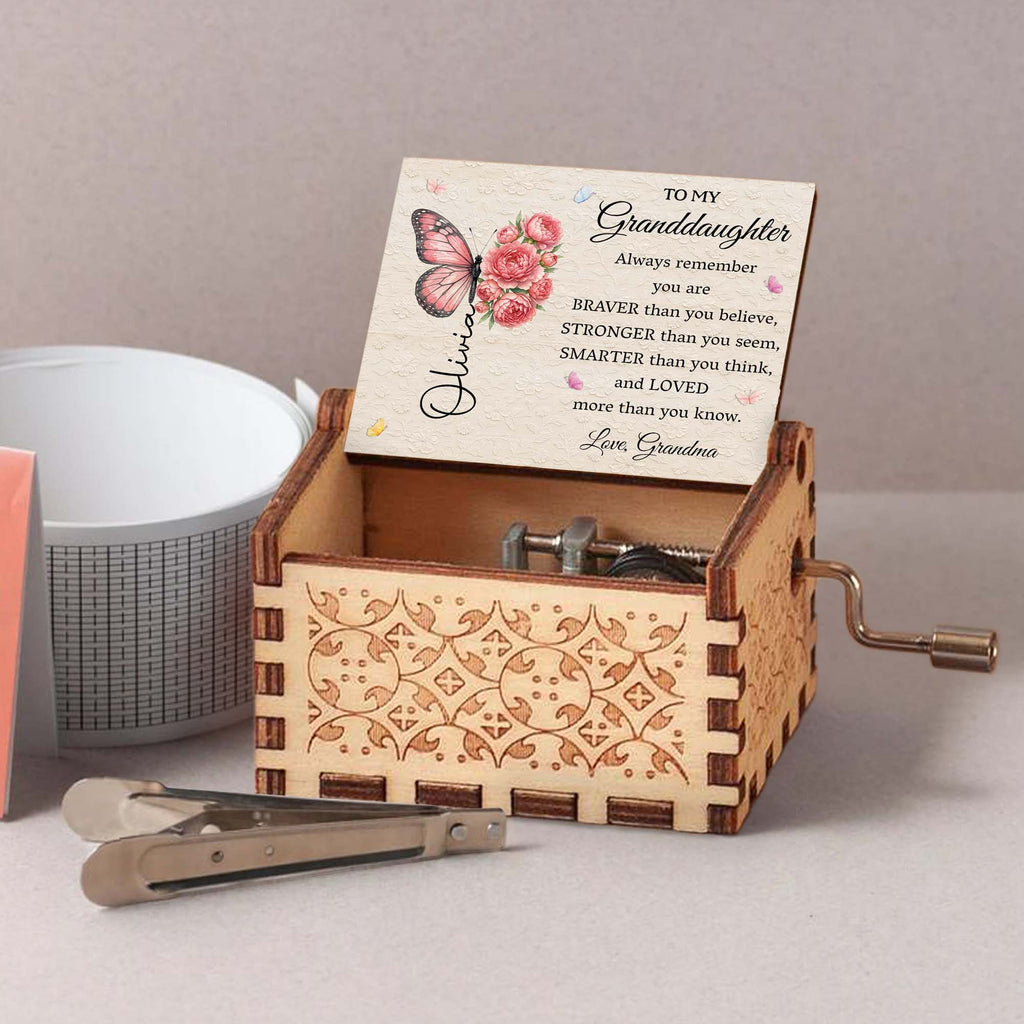 Personalized Music Box Gift for Granddaughter with Butterflies Music Box GradoCreations