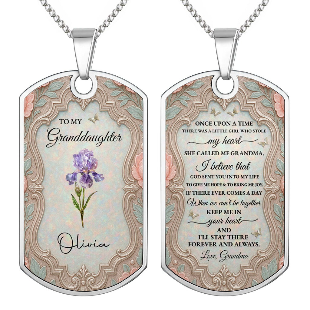 Personalized Stainless Steel Dog Tag Necklace Custom Name Gift for Granddaughter Dog Tag Necklace GradoCreations