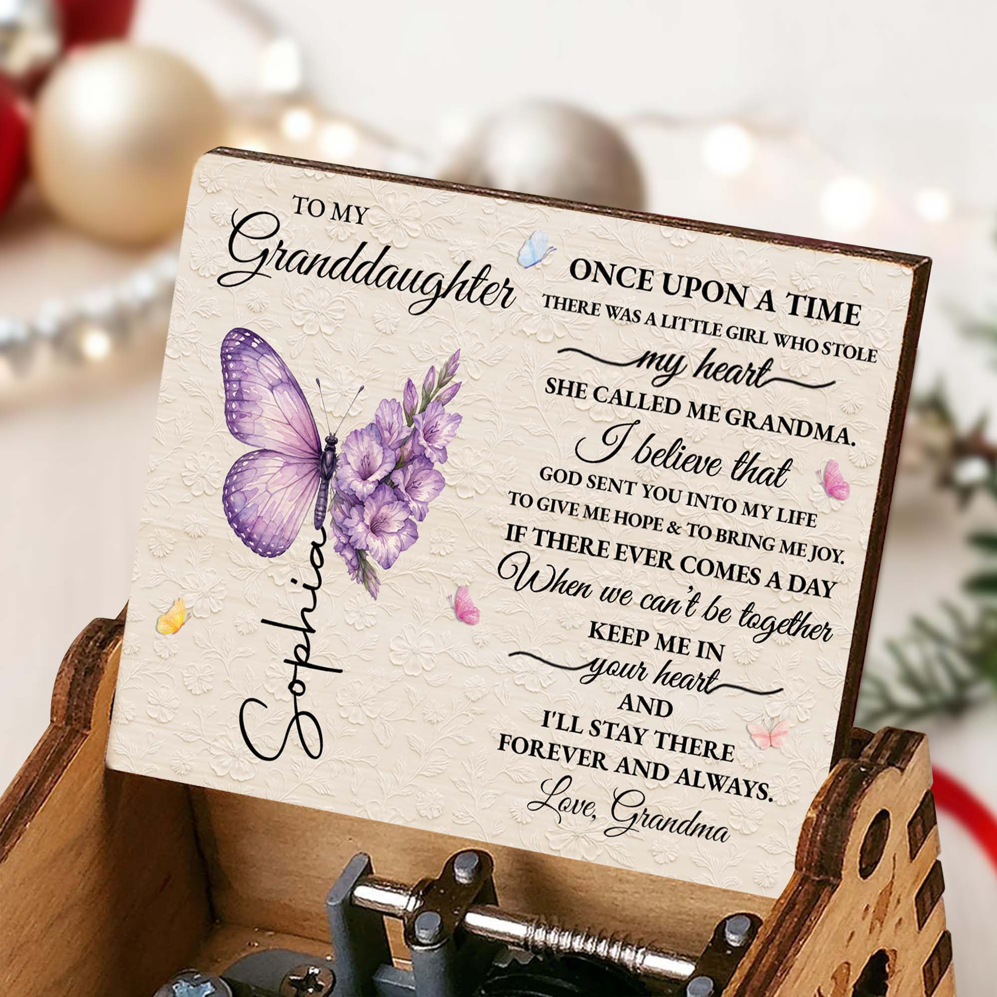Personalized Wooden Music Box Custom Gift for Granddaughter Music Box GradoCreations