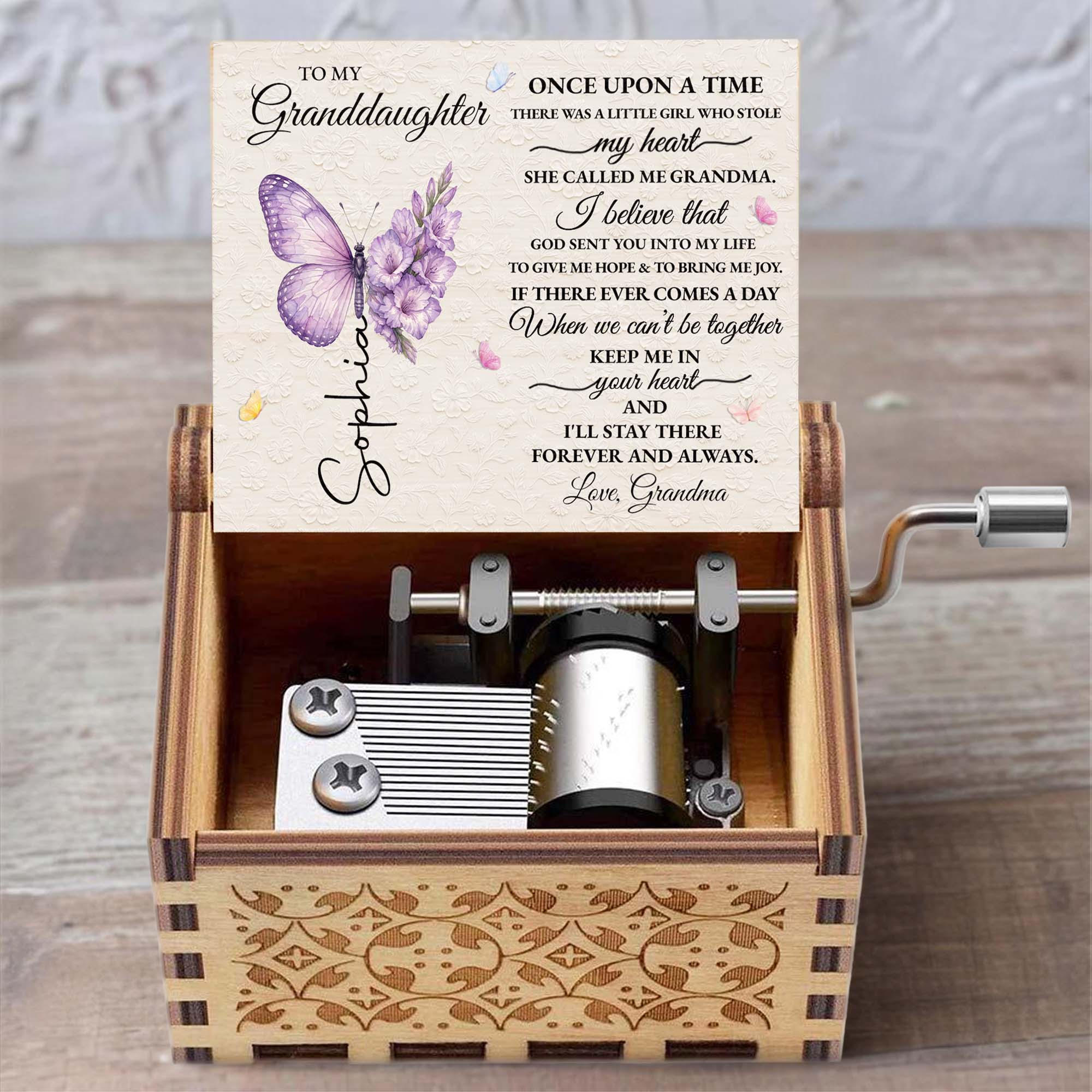 Personalized Wooden Music Box Custom Gift for Granddaughter Music Box GradoCreations