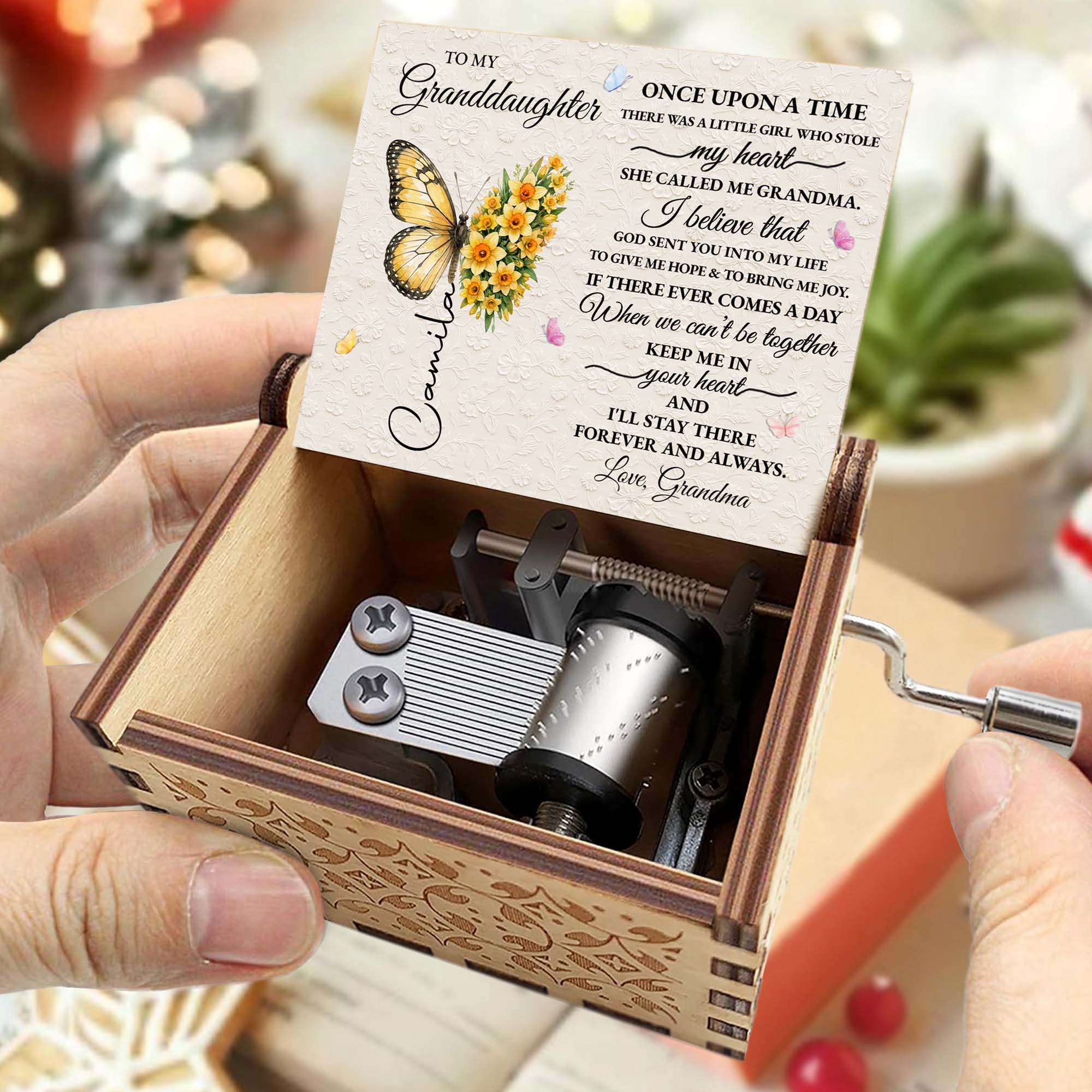 Personalized Wooden Music Box Custom Gift for Granddaughter Music Box GradoCreations