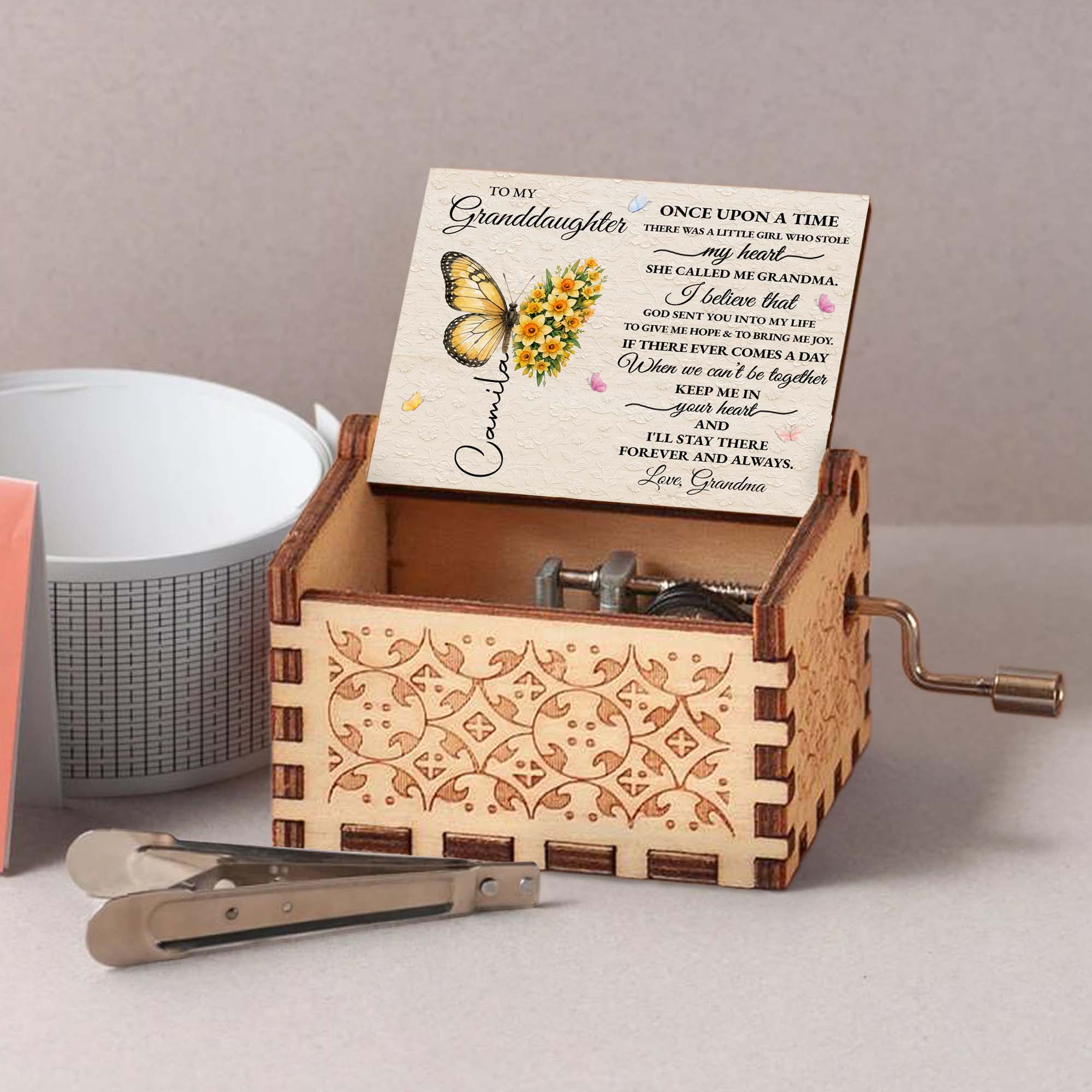 Personalized Wooden Music Box Custom Gift for Granddaughter Music Box GradoCreations
