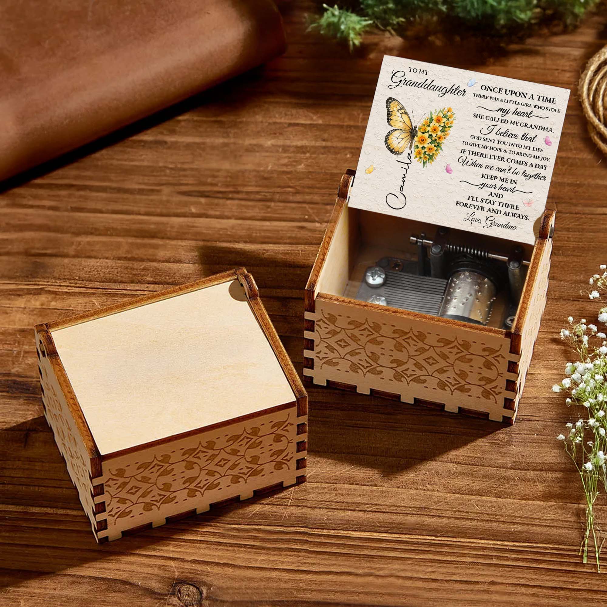 Personalized Wooden Music Box Custom Gift for Granddaughter Music Box GradoCreations