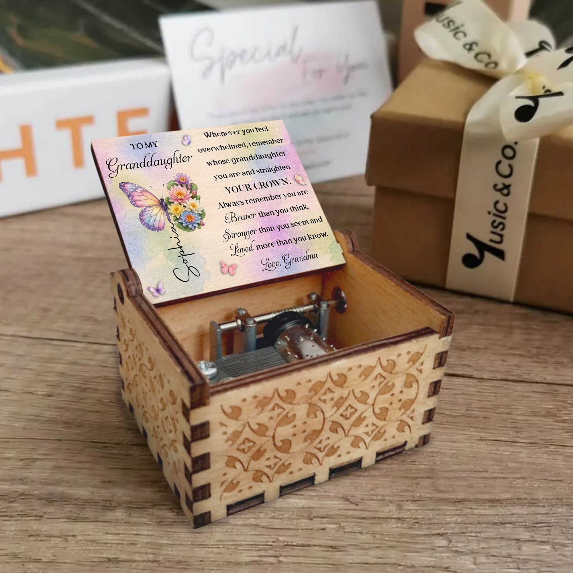 Personalized Music Box Gift for Granddaughter Custom Tune Music Box GradoCreations