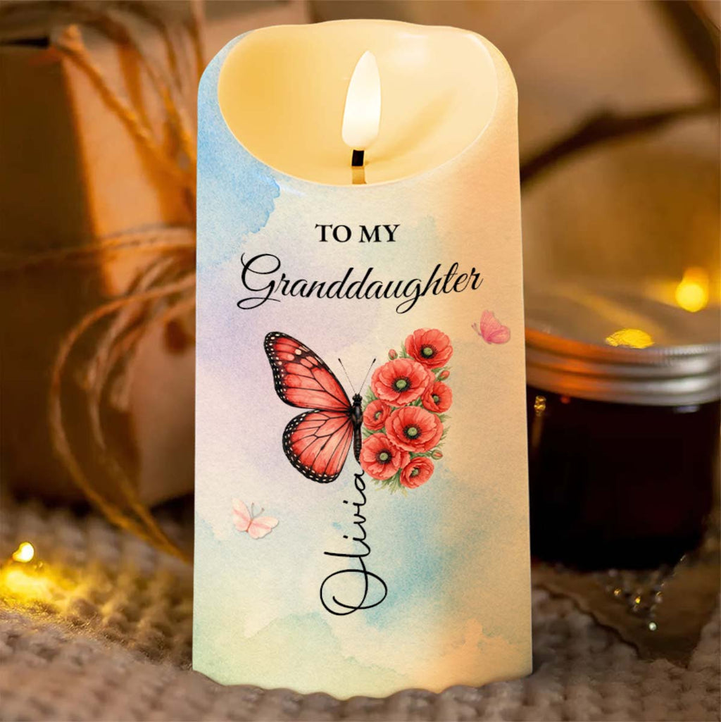 Personalized LED Candle with Butterfly for Granddaughter Gift LED Candle GradoCreations