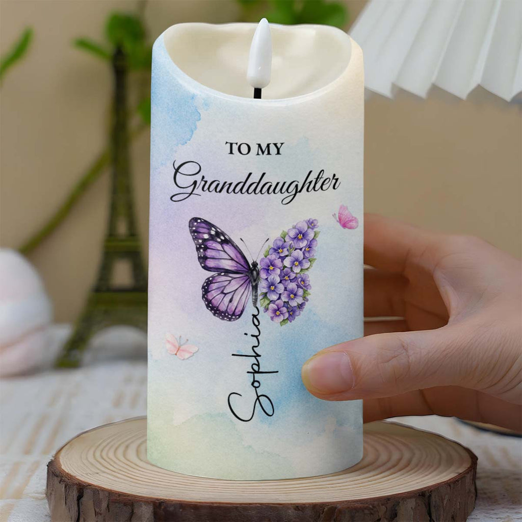 Personalized LED Candle with Butterfly for Granddaughter Gift LED Candle GradoCreations
